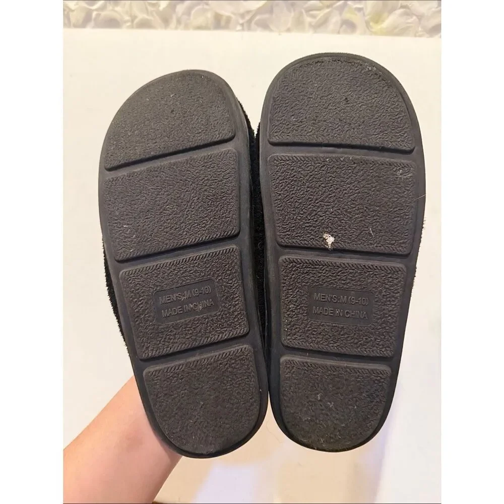 True Religion Men Black Slides with Red Horseshoe